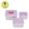 Lassig Pojemnik na przekąski snackbox ze stali nierdzewnej 3 szt. Happy Rascals Heart lavender