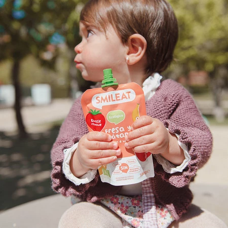 Smileat, BIO Mus z ekologicznymi truskawkami i bananem, 100g