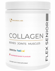 Progress Labs KOLAGEN FLEX SENIOR Stawy 2000 Da Malina Mięta Wapń Kwas Hialuronowy 400 g