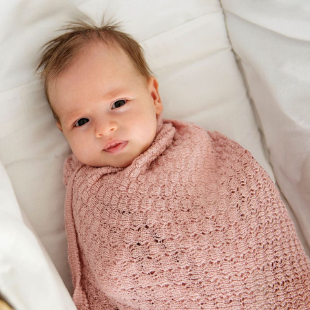 LullaLove, Kocyk z wełny merino - pudrowy róż, kolekcja PREMIUM