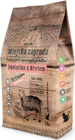 WIEJSKA ZAGRODA Jagnięcina z Krylem bez zbóż dla kotów 1,6kg