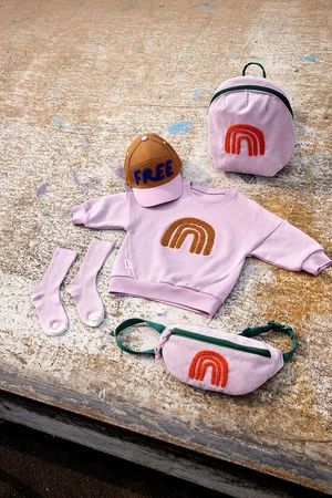 Lassig Plecak do przedszkola dla przedszkolaka sztruks Little Gang Rainbow lilac