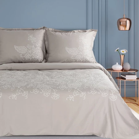 Komplet pościeli satynowej Haft, 160 x 200 cm, Beżowy