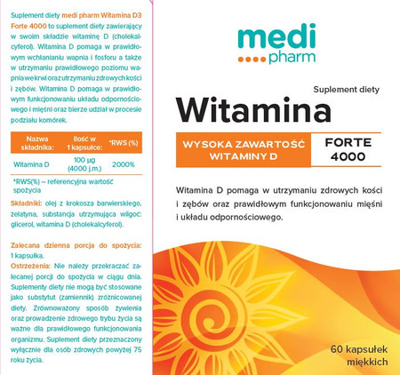 medi pharm Wit.D3 Forte 4000 - 60 kaps.