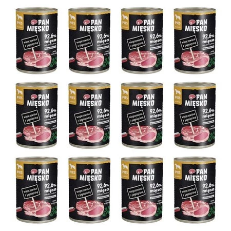 Zestaw 12x Pan Mięsko Karma mokra dla psa Wieprzowina z jagnięciną pies dorosły 400g