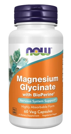 Now Foods Magnesium Glycinate with BioPerine Glicynian Magnezu 60 kaps.