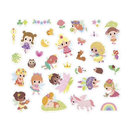 Janod Naklejki wielorazowe na arkuszach 200 szt. Wróżki 3+