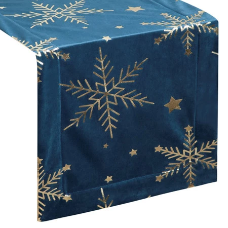 Bieżnik świąteczny rozm.: 40 x 140 cm, kolor granatowy z welwetu z nadrukiem