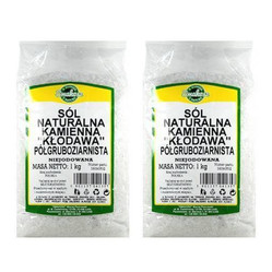 Zestaw: 2x Smakosz − Sól kłodawska półgruboziarnista naturalna kamienna niejodowana − 1 kg