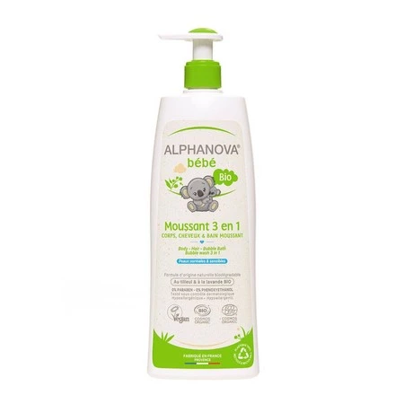 Alphanova Bebe, Organiczny Płyn do Kąpieli dla dzieci 3 w 1, 500 ml