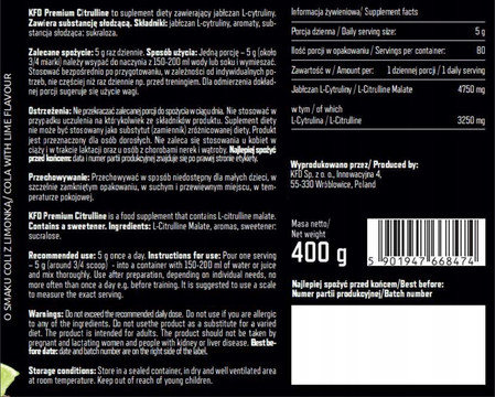 KFD Premium Citrulline smak Cola z Limonką 400g
