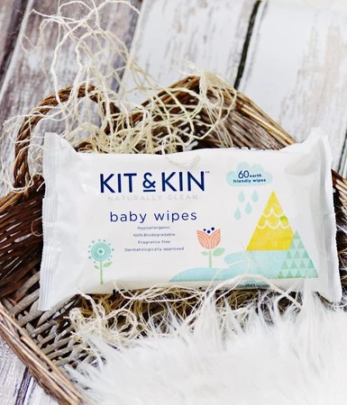 Kit and Kin, Biodegradowalne Bezzapachowe Chusteczki Nawilżane, 60szt