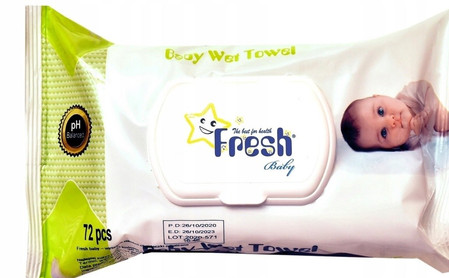 Fresh Baby Chusteczki nawilżane z klipsem zielone 72 szt.