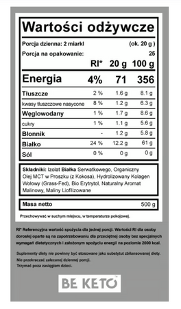 Be Keto Shake Dzika Malina 500g