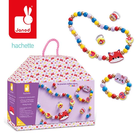 Janod Zestaw kreatywny do tworzenia biżuterii z drewna Piękny las 4+
