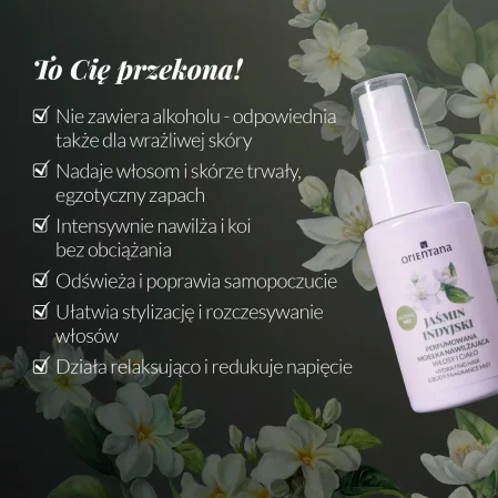 Orientana Jaśmin indyjski Perfumowana mgiełka nawilżająca do ciała i włosów 50ml