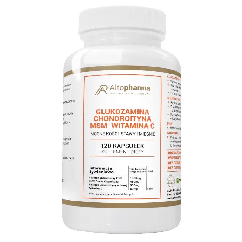 Altopharma Glukozamina Chondroityna MSM Witamina C 120 kaps. - Nabea.pl