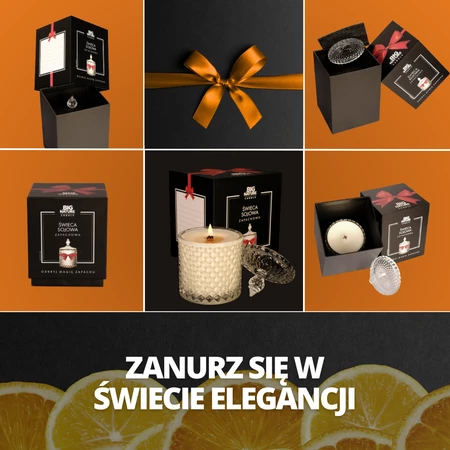 Świeca sojowa o zapachu POMARAŃCZA 485g PREZENTOWA