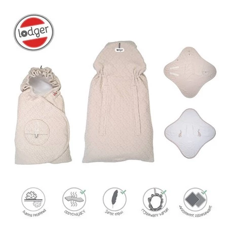 Lodger Polarowy wielofunkcyjny otulacz kocyk do fotelika samochodowego jasnobeżowy Fleece Birch