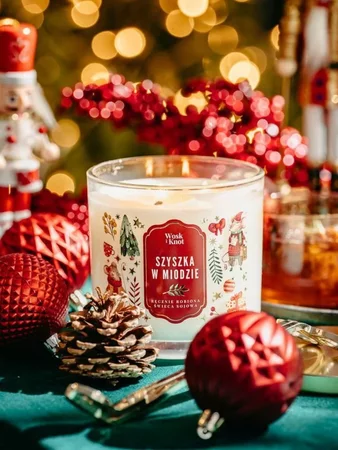 Woskiknot świeca sojowa Szyszka w Miodzie dwuknotowa