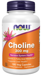 NOW FOODS Cholina 300 mg na wsparcie pracy mózgu 100 kaps.