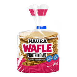 Naura wafle proteinowe owsiano-pszenne o smaku truskawkowym 80g