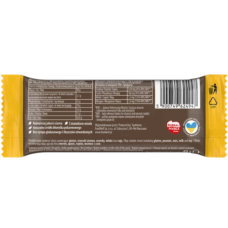 Bakalland Ba! Baton zbożowy 5 ziaren z miodem 40g