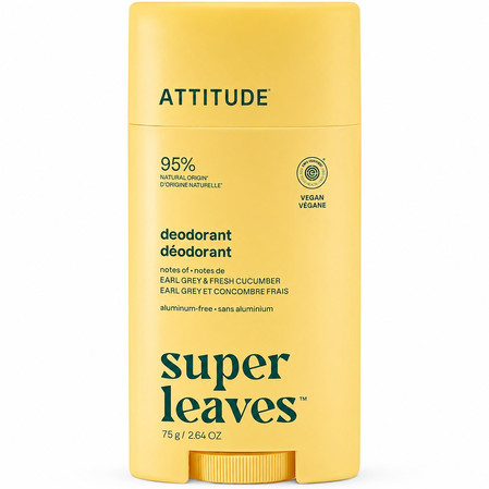 Attitude Super Leaves, Dezodorant w sztyfcie, Earl Grey i świeży ogórek, 75 g
