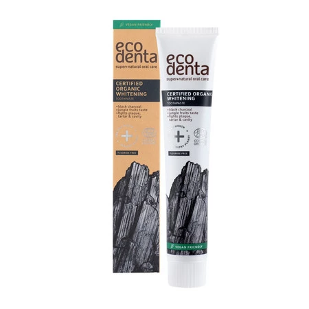 ECODENTA Certyfikowana organiczna węglowa pasta do zębów,
Wybielająca z owocami dżungli, 75 ml