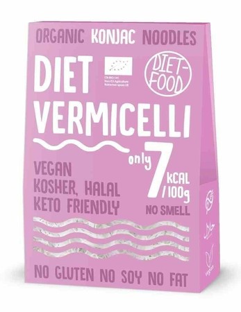 DIET-FOOD Makaron Konjac Shirataki Vermicelli bezglutenowy bio 385g (300g)