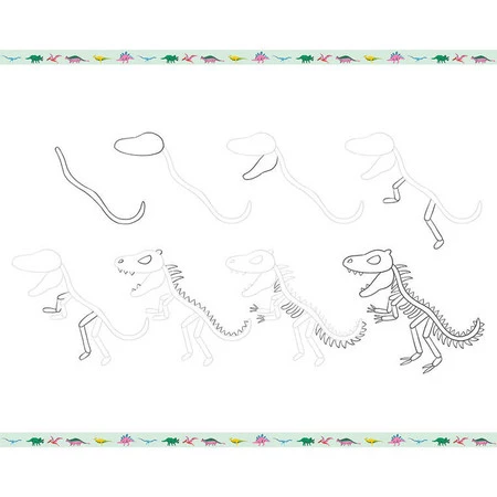 Janod Zestaw kreatywny Rysowanie krok po kroku Dinozaury 20 rysunków 7+