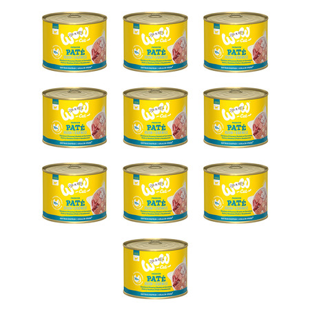 Zestaw 10x WOW CAT Huhn Garnelen - kurczak z krewetkami dla dorosłych kotów (200g)