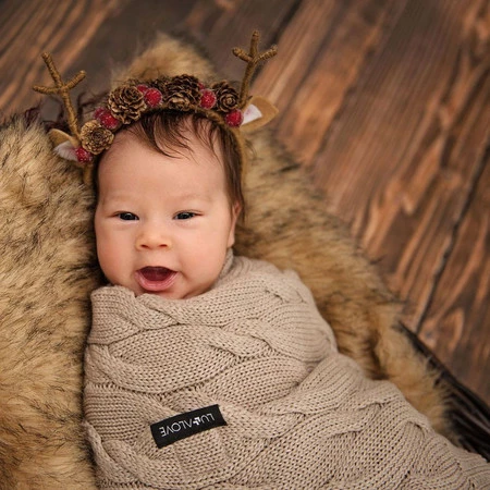 Lullalove, Kocyk z wełny merino - beż, kolekcja PREMIUM