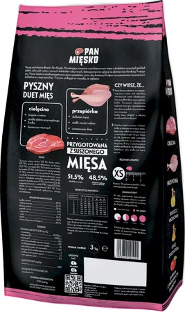 Pan Mięsko Cielęcina z przepiórką XS dla szczeniąt - sucha karma dla psa - 3kg