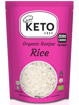 MAKARON (KONJAC) TYPU NOODLE W KSZTAŁCIE RYŻU BEZGLUTENOWY BIO 270 g (200 g) - KETO CHEF (BETTER THAN FOODS)