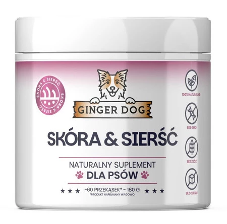 Ginger Dog Skóra i Sierść - piękna i zdrowa sierść przekąski 180 g