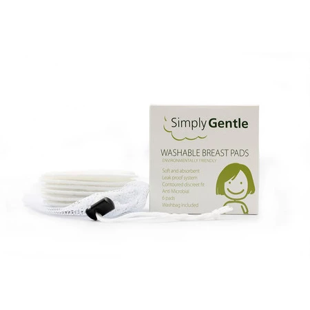 Simply Gentle − Wielorazowe wkładki laktacyjne z woreczkiem − 6 szt.