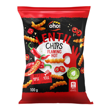 Zestaw 10x Chipsy z czerwonej soczewicy o smaku flaming hot 100g