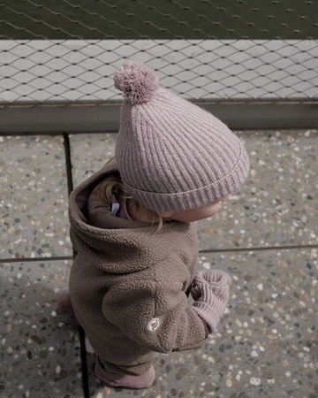 Lodger Czapeczka z wełny merino 100% różowa Rose 6-12m