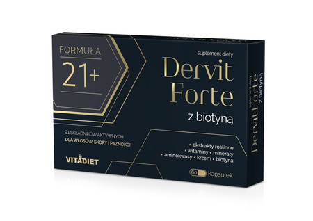  Vitadiet Dervit Forte z Biotyną na wsparcie włosów, skóry i paznokci 60 kaps.