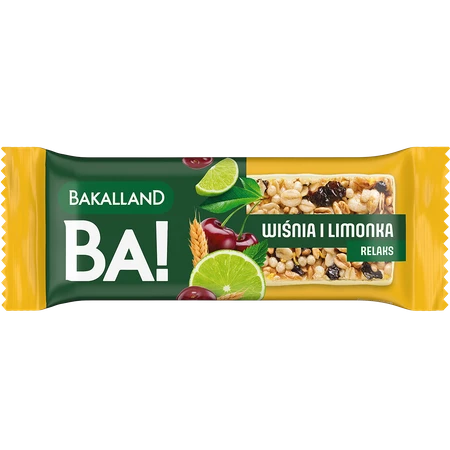 Bakalland BA! Baton zbożowy Wiśnia i limonka - RELAX - 38g