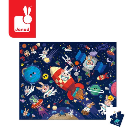 Janod Puzzle w walizce Rakieta kosmiczna 54 elementy 5+