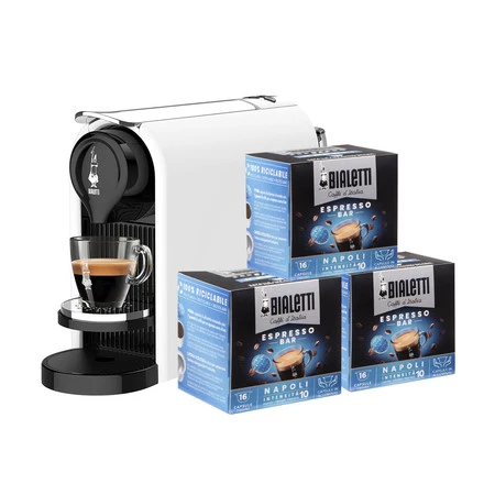 Bialetti ekspres kapsułkowy Gioia Plus - Biały + 48szt kapsułek NAPOLI