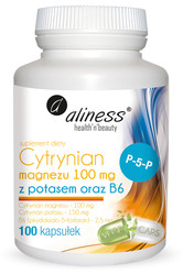 Aliness Cytrynian Magnezu 100 mg z potasem 150 mg oraz B6 (P-5-P) x 100 VEGE kaps.