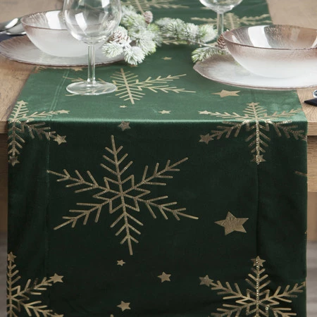 Bieżnik świąteczny w gwiazdki, rozm.: 40 x140 cm, kolor zielony