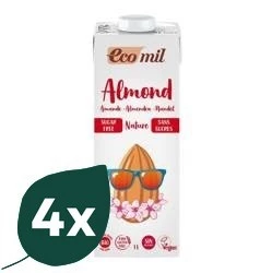 Zestaw: 4x EcoMil − Napój migdałowy bez cukru bezgl. BIO − 1000 ml