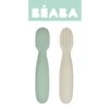 Beaba Zestaw 2 silikonowych pierwszych łyżeczek-gryzaków Sage green/velvet grey