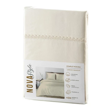 Komplet pościeli Linda, 160 x 200 cm, Kremowy