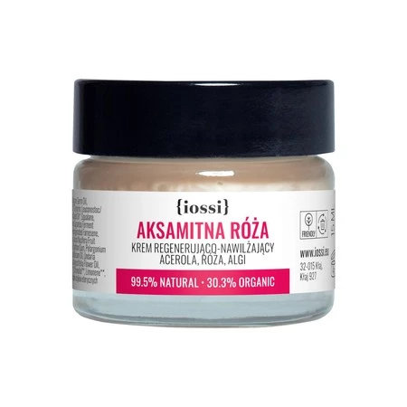 Iossi - Aksamitna róża. Krem regenerująco nawilżający. Acerola, róża, algi - 15 ml