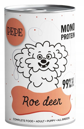 Paka Zwierzaka Pepe Roe Deer 99% sarna - karma mokra dla psa - 400g